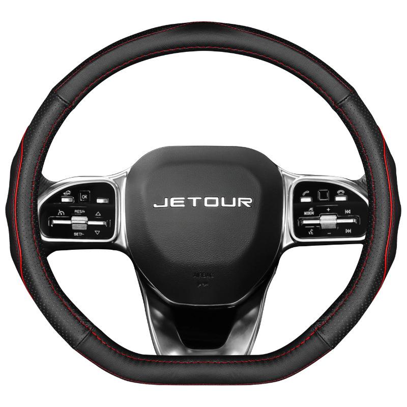 Jetour 21 X70/X70S/X90 95 Genuine Leather Steering Wheel Cover, All-Season Interior Accessory.