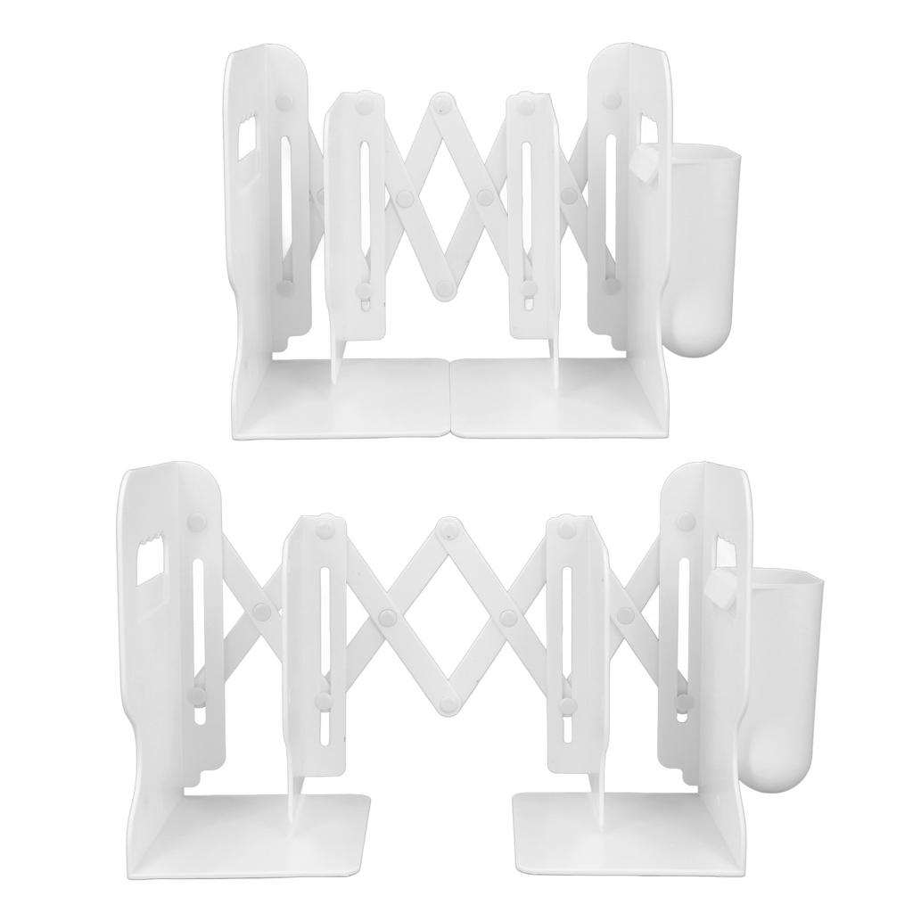 Extendable Bookend Non Skid PP Hvy Duty Decorative   Book Shelf Holder for Desk with Detachable Pen Holder