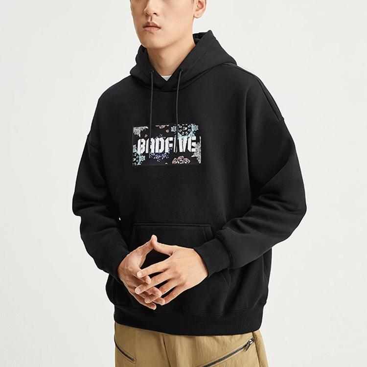 Li Ning Badfive Sports Basketball Series Letter Print Loose Hoodie Men hoodies Black AWDR773-4