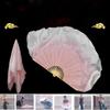10cm Half Circle Silk Veil Chinese Short Bellydance Fan Hand Dye Adults Fan  Kid Women