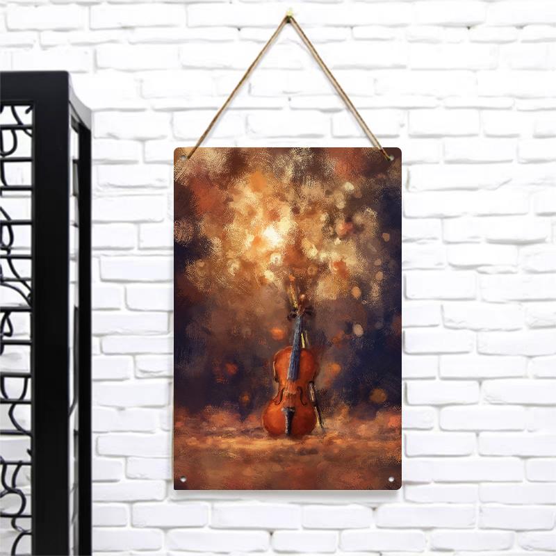

Vintage Violin Art Metal Wall Decor European Musical Instrument Pattern Iron Painting for Living Room 7.9x11.8In(20x30cm)