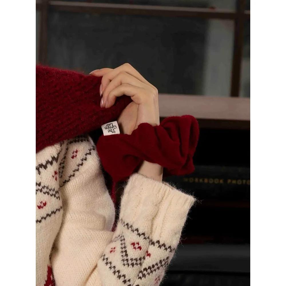 The Green LAP Wool Knit Hair Scrunchie Red 438959