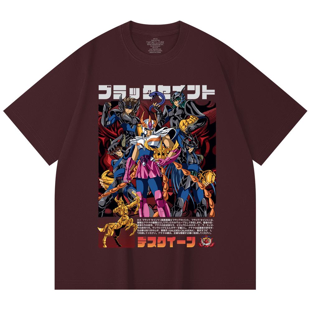 

230 Gsm 100% Cotton Saint Seiya V6 Fenix Print Unisex Heavy Cotton T Shirt 2XL вина червоного кольору