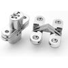 1-3/4" Hidden Hinge Stainless Steel 180 Degree Invisible Cross Hinges for Kitchen Cabinet Door Frameless Concealed Hinge with Screws, 4pcs