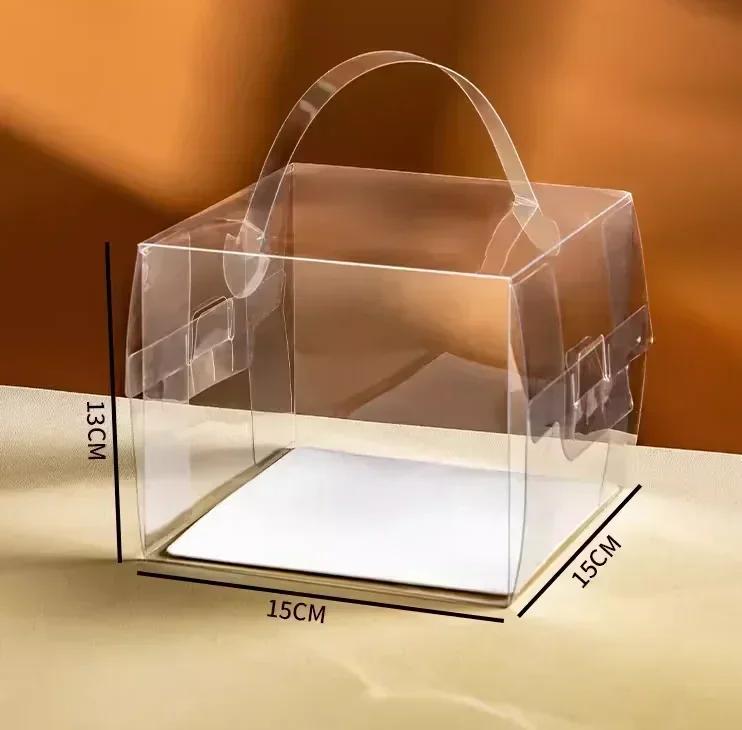 20piece Mini Birthday Cake Box 3 Inch Pastry Portable Boxs Square Fully Transparent Plastic Portable Packaging For Desserts