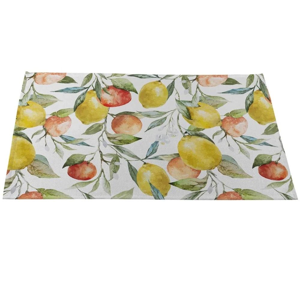 Lemon Fruit Placemats Summer Ice Cream Place Mats Waterproof Non-Slip Heat-Resistant Linen Outdoor Flamingo Dinner Table Mats