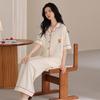 Short-sleeved Long Pants Pajamas Women's Senior Sense 1011 New Summer Pure Cotton Loungewear Women Can Wear Summer Suits
