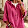 Autumn Winter Button Knit Hooded Sweater Cardigan Solid Color Casual Fashion Women's Coat Jacket