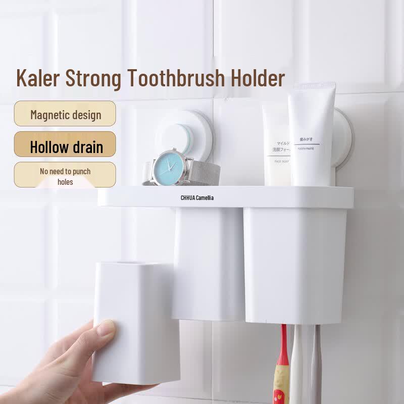 CHAHUA Punch-Free Suction Wall Toothbrush Holder