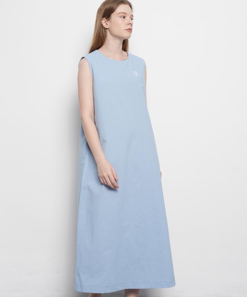 THE-ABON Women'S Summer Cotton Sleeveless Long Dress Sky Blue