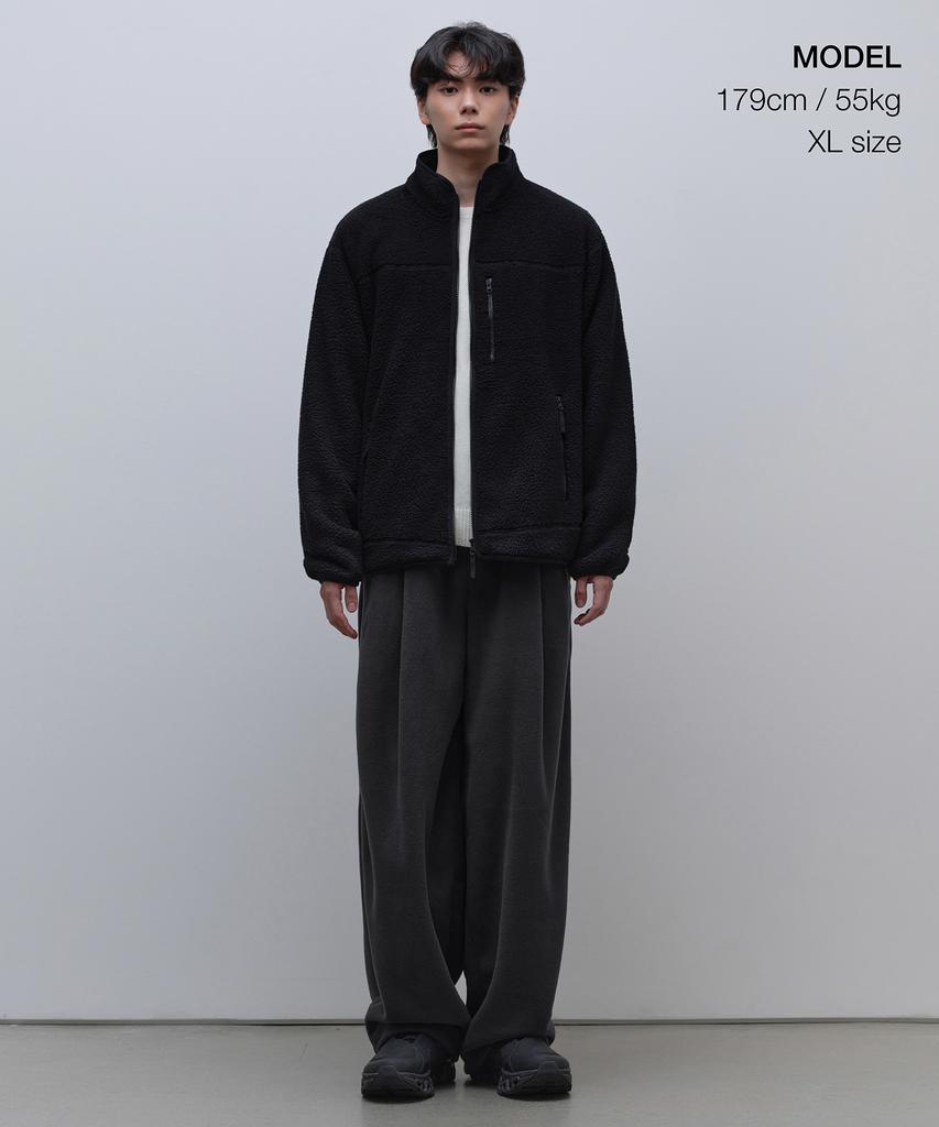 Musinsa Standard Essential Sherpa Fleece High-Neck Jacket [Black]