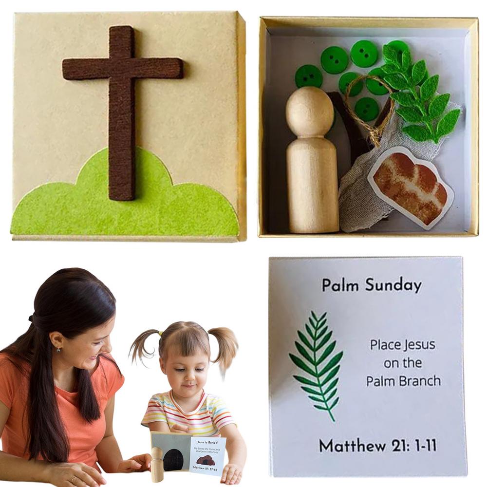 Holy Week Box Religious Festive Bible Game Holy Week Box Resurrection Game Easter Story Religious Decorations for Basket