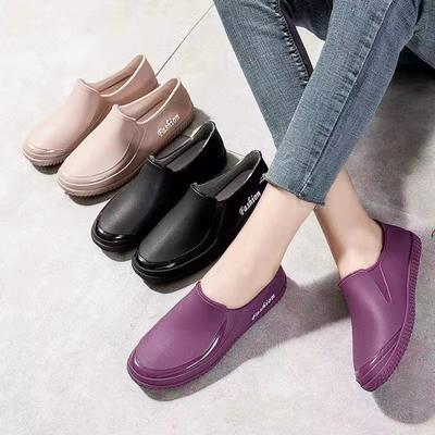 Fashionable Women's Spring And Autumn Rain Shoes, Casual, Lightweight, Waterproof, Non Slip, Kitchen Car Wash Work Rubber Shoes