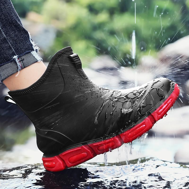 Fashion Men'S Short Rain Boots Urban Water Boots Men'S Non-Slip Wear-Resistant Fishing Wading Boots Oil-Proof Kitchen Rain Boots