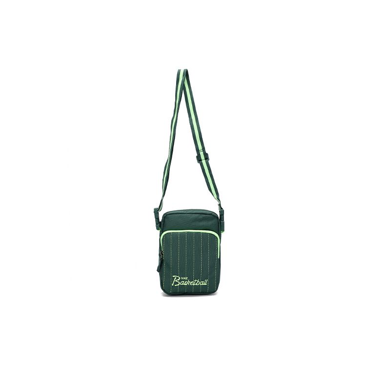 Nike Casual Sports Logo Signature Embroidered Zippered Fabric Shoulder Crossbody Bag Unisex bags Green DD7234-333 Green