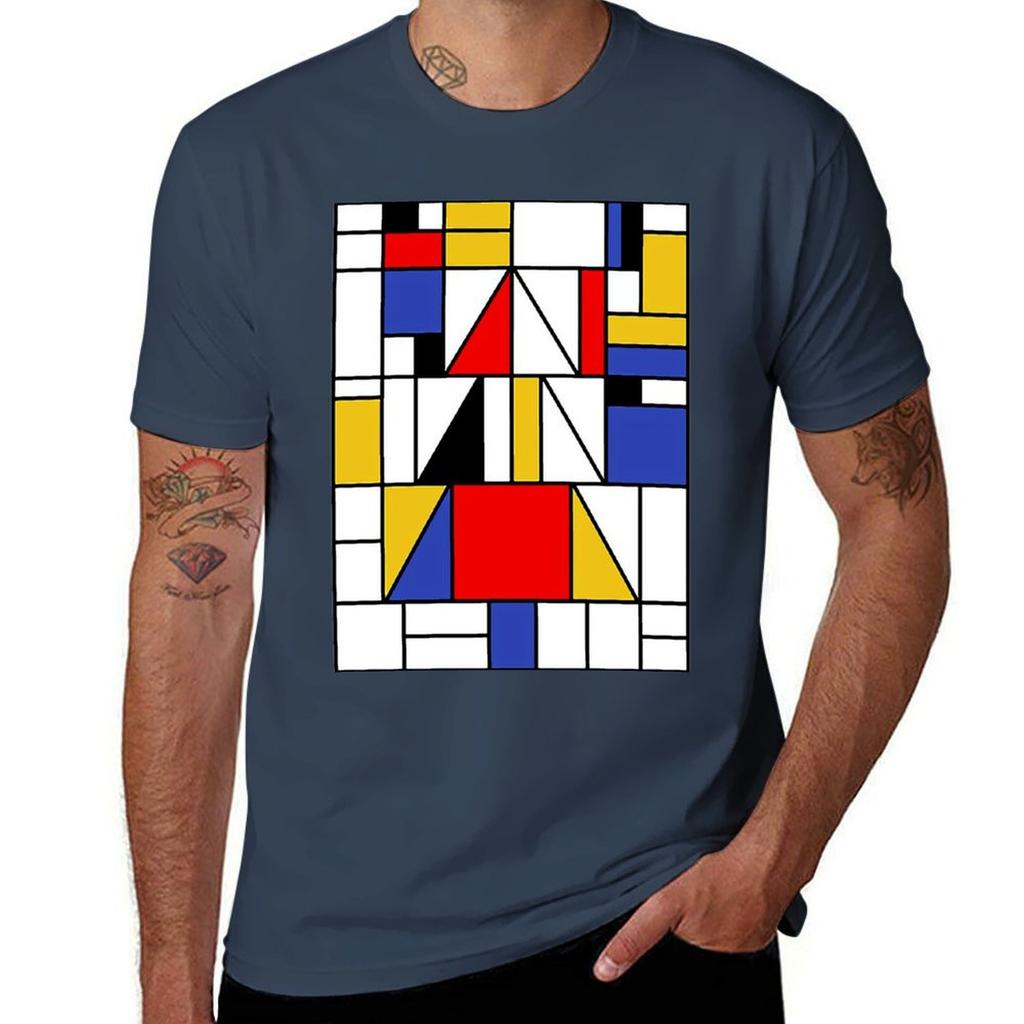 Mondrian Christmas Tshirt Casual Lightweight Short Sleeve Top
