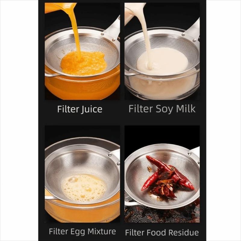 Skimmer Spoon 304 Stainless Steel Grease Filter Spoon, Kitchen Cooking Fine Mesh Food Strainer for Filtering Oil and Foam