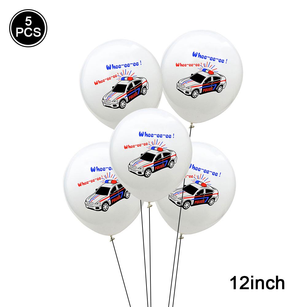 12 Inch Glitter Balloon Cartoon Print Police Car, School Bus, Ambulance Latex Balloon Safety Knowledge Party Decoration