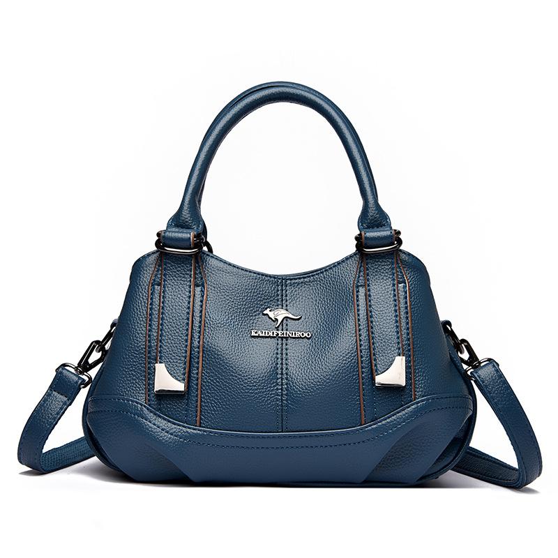Fashion Three-layer Pocket Handbag, Trendy Leather Texture, Middle-aged Woman's Single-shoulder Bag