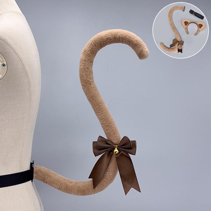 Handmade Plush Cat Ear Headband Tail Set Adult Cosplay Lolita Kawaii Anime Costume Accessory