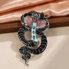 Cobra Rhinestone Snake Brooches Animal Snake Lapel Pin Vintage Zodiac Snake Brooch  Men