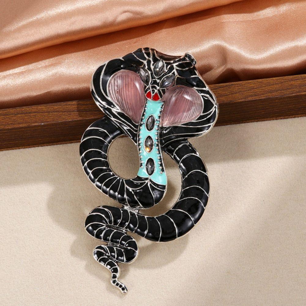Cobra Rhinestone Snake Brooches Animal Snake Lapel Pin Vintage Zodiac Snake Brooch  Men