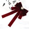 Luxurious Velvets Bows Tie For Women Sparkling Crystal Pearls Pre Tied Bows Clip