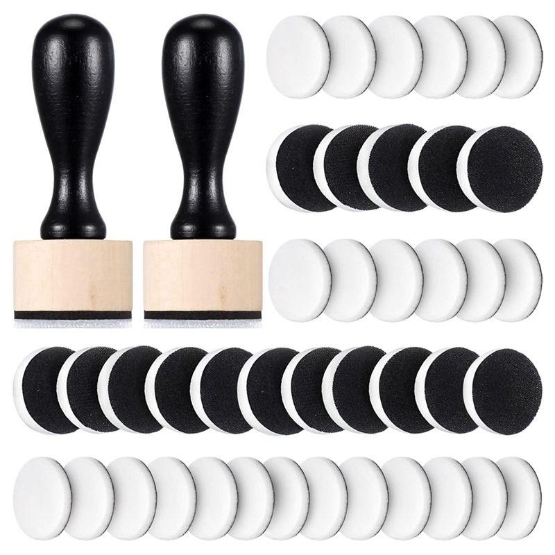AEE2-42-Piece Mini Ink Tool Set, Includes 2 Round Mini Smudge Tools And 40 Replacement Foam Pads For Drawing Smudge Mixtures