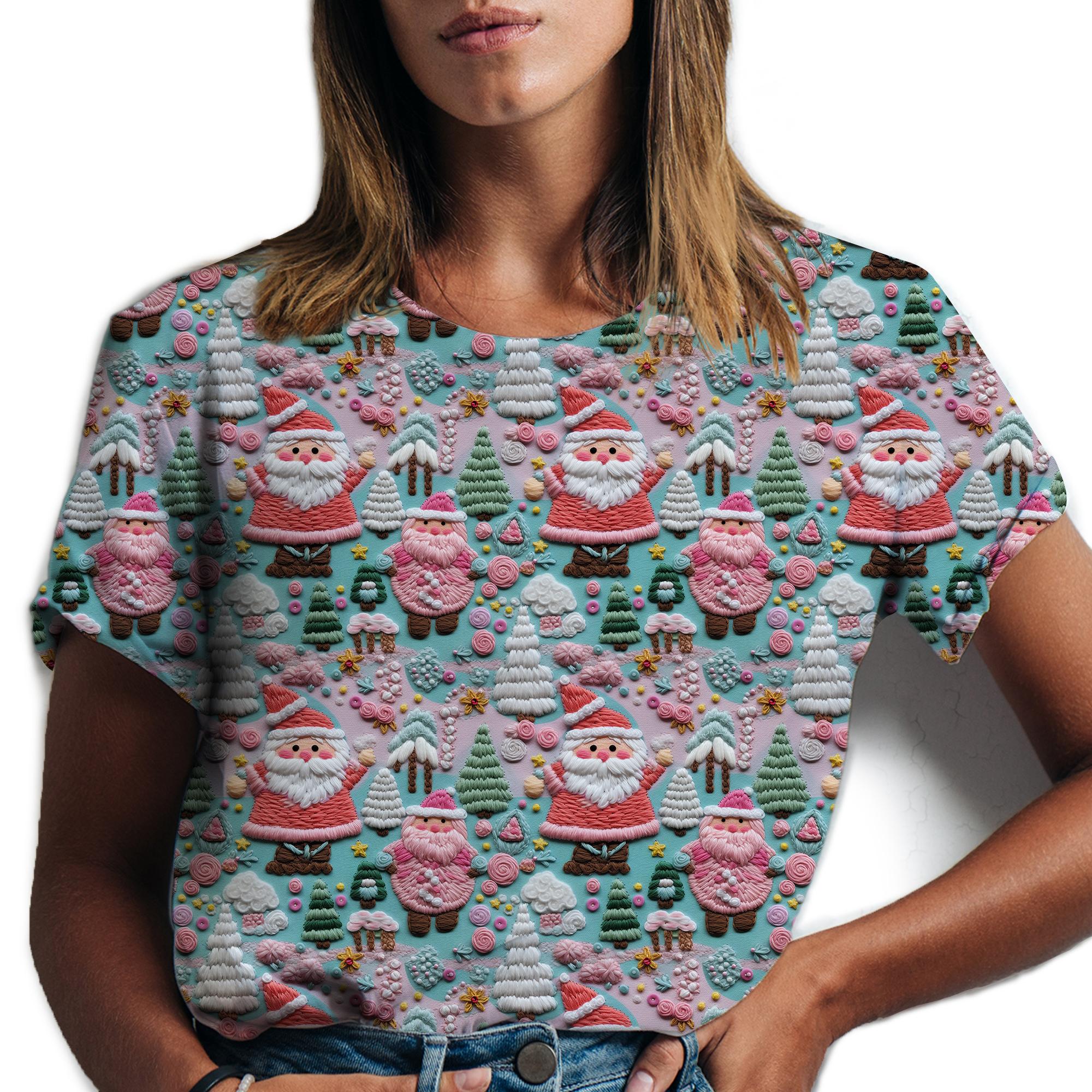 

Жіноча футболка з Різдвом із зображенням Санта-Клауса, жіноча сорочка з короткими рукавами, вишукані жіночі футболки ручної роботи з 3D-принтом Топ 8XL