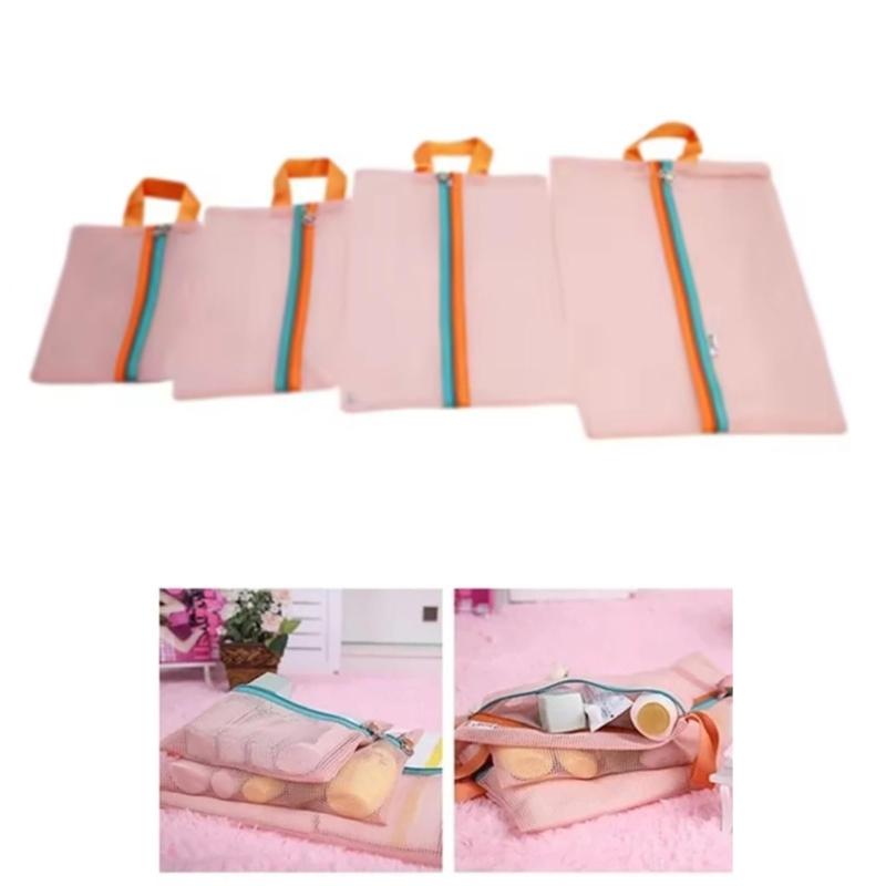 Pack of 4 Sturdy Mesh Travel Organizers Bags Accessory for Luggage and Home Storage Portable and Breathable Designs