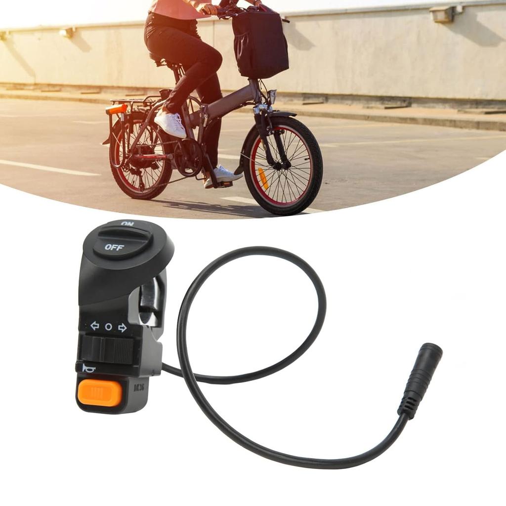 Electric Bike Light Turn Switch, Headlights Horn Turn ON Off Control Switches, 3 in 1 Waterproof ABS Bike Turn Light Switch for Electric Scooter,