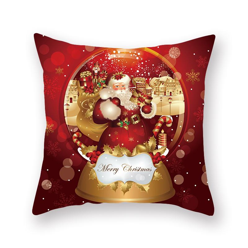 Cartoon Print Christmas Pillow Holiday Decoration Sofa Pillow Case Christmas Cushion