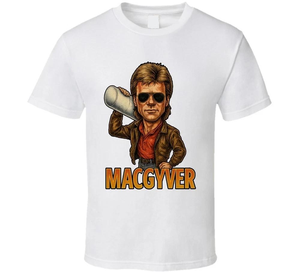 MacGyver TV Series TShirt Retro Caricature Fan Tee Unisex T-Shirt XXXXL