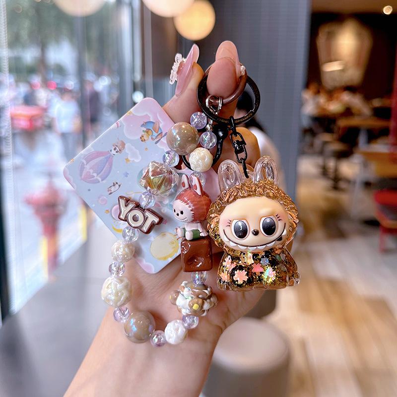 Oil Cartoon Labu Mobile Phone Case Bead Chain Beaded Keychain Doll Schoolbag Quicksand Bottle Small Pendant Gift Bubu