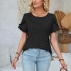 Damen Rundhals-Oberteil Lässiges Patchwork Einfarbiges Lockeres T-Shirt