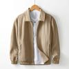 Japanese Retro Style Mens Jackets Solid Color Lapel Collar Business Jacket Spring and Summer Daily Casual Coat Loose Zipper Jacket
