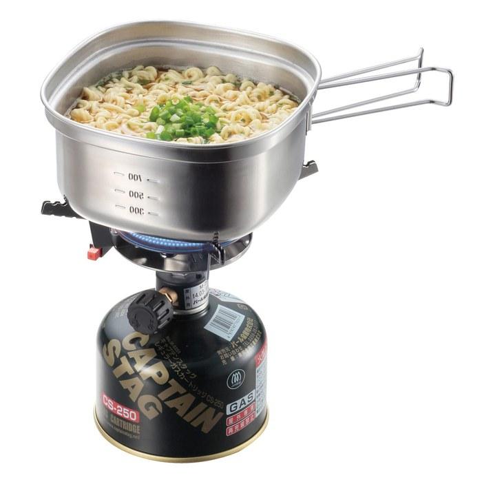 Captain Stag Cookware Stainless Steel Square Ramen Cooker 1.3L, Stainless Steel, Made In Tsubame-Sanj, UH-4202, 1.3 L