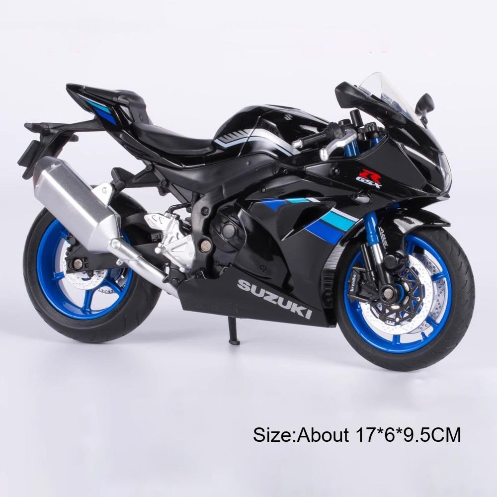 1:12 SUZUKI GSX-R1000 BMW R1250GS Motorcycle Model Toy Car Linkage Steering Retractable Tripod Alloy Diecast Models Kids Toys