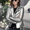 Womens Short Biker Jacket with Zipper and Button Detail Multiple Colors