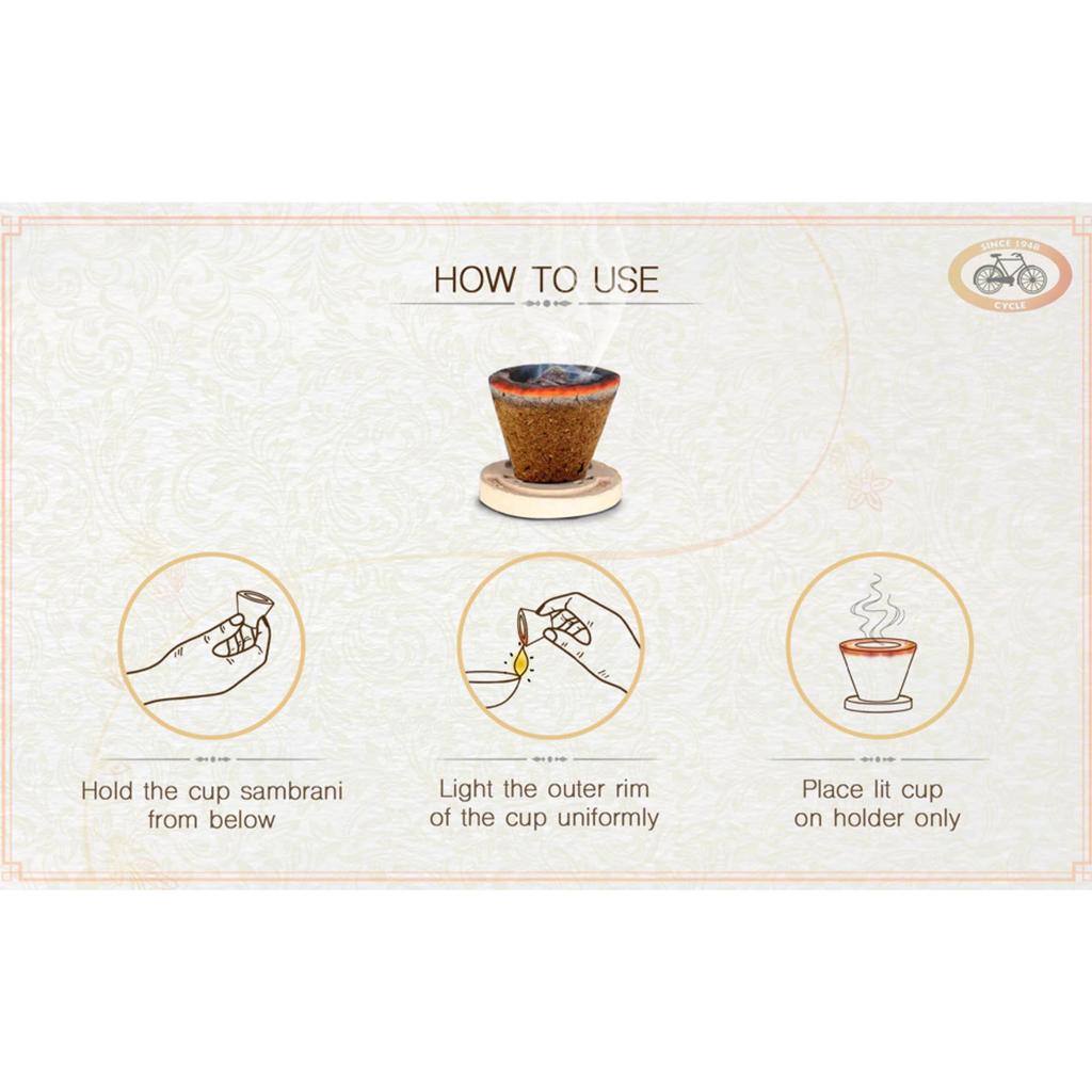 Cycle Pure Gavi Hovězí hnůj Sambrani Dhoop Kelímky Balení 3 kusů s podložkou pro pálení pro Púju, domácí rituály, meditaci, festivaly (12 ks X 3)