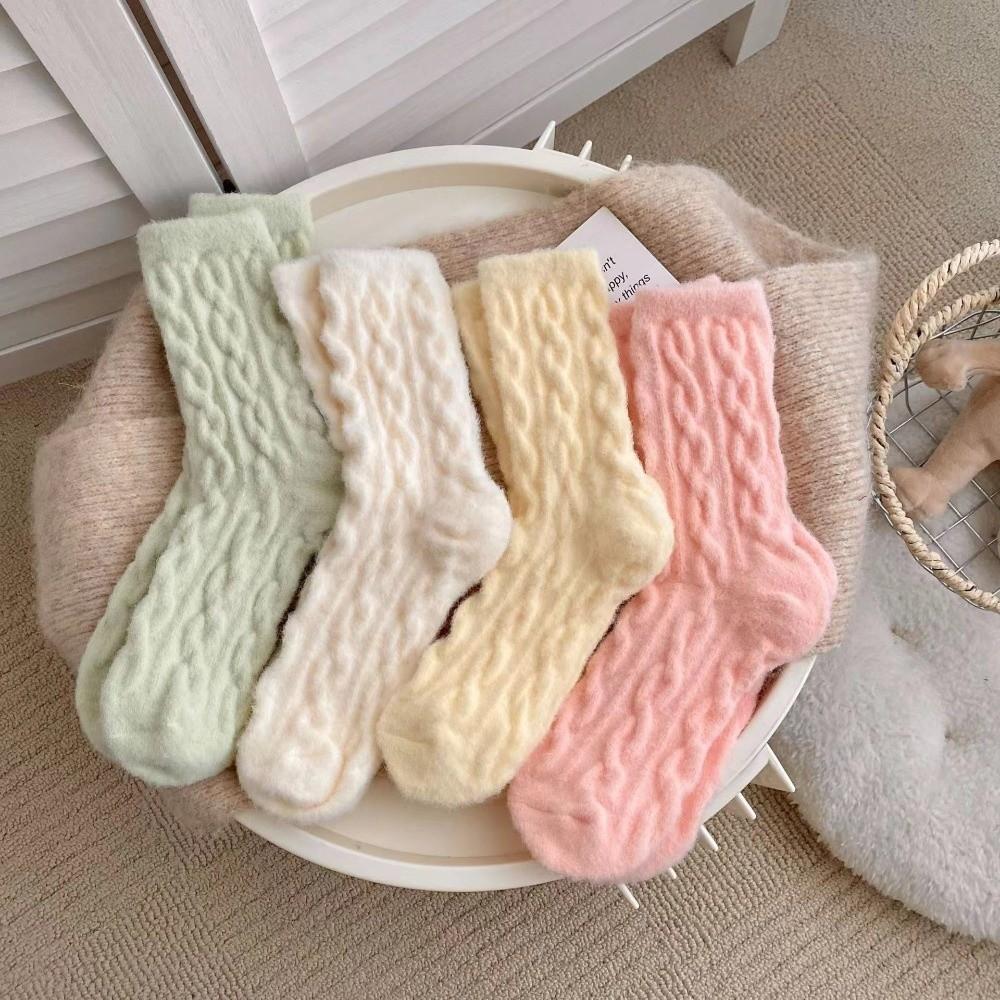 Plush Fluffy Socks Velvet Knitted Socks New Winter Warm Socks  Women