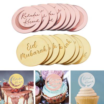 5/10 ks Eid Mubarak Akrylový Topper na Cupcake Zlatý Ramadan Kareem Topper na Dort Islamský Muslimský Festival Párty Dort DIY Dekorace