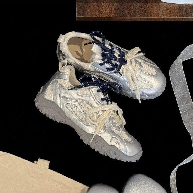 Retro German training shoes women's 2025 summer new leather Korean version versatile mesh breathable casual sports Forrest Gump dad shoes