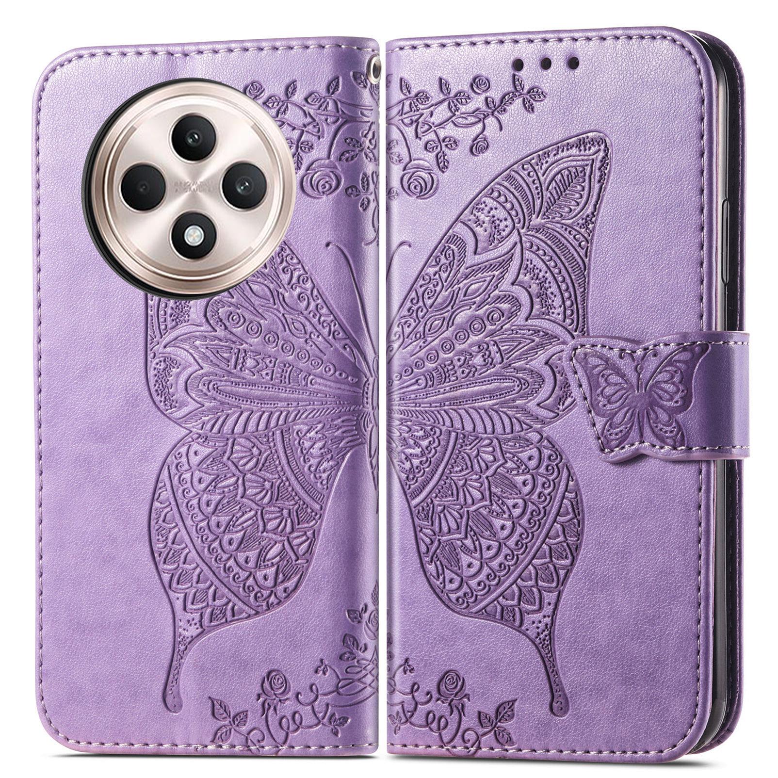 

For Oppo Reno12 F 5G Case PU Leather Wallet Phone Cover Butterfly Pattern E