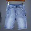 Herren Gerade Lässige Jeans-Shorts Einfarbige Schmale Jeans Bequeme Atmungsaktive Bermuda-Shorts Sommer
