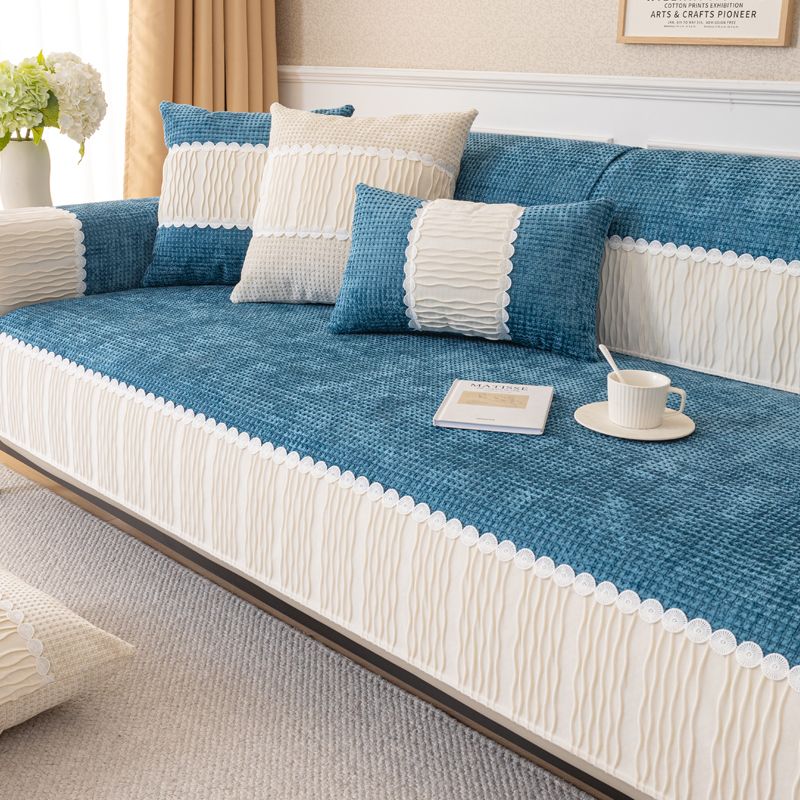 1pc Chenille Sofa Cover, Modern Minimalist Design Non-Slip Furniture Protector for Living Room, Bedroom, Office - Fits Armchair To 4-Seater Sofa