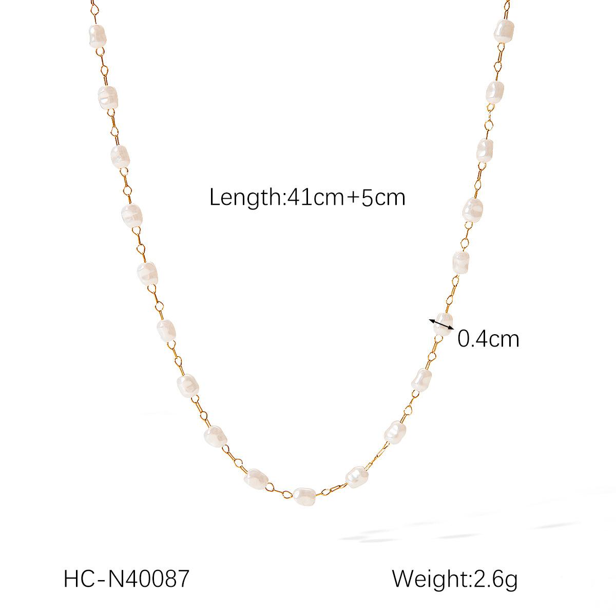 

French Vintage Gold Plated Titanium Steel Pearl Necklace Women Luxury Elegant Jewelry Long Lasting
