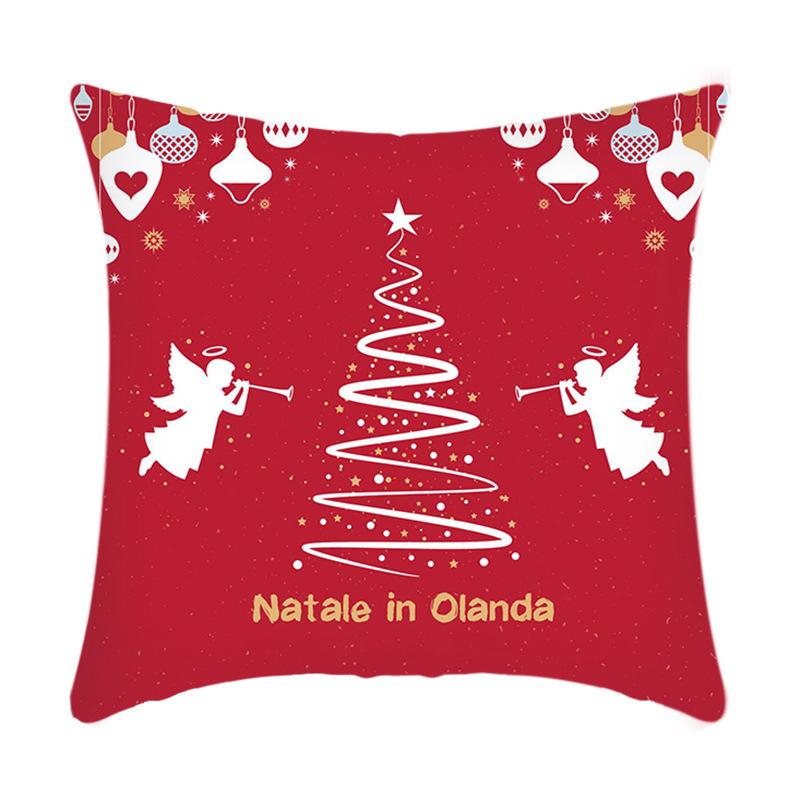 New Christmas Sofa Pillow Cover Home Red Simple Printed Bedside Pillow Cover