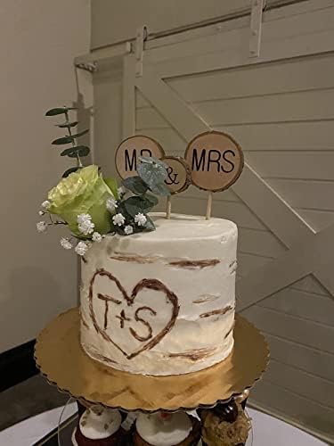 3 Stück Mr&Mrs Topper Naturholz Kuchen Dekoration Schick Rustikal Hochzeit Mr Mrs Buchstaben Topper für Paar Liebhaber Party Jubiläum