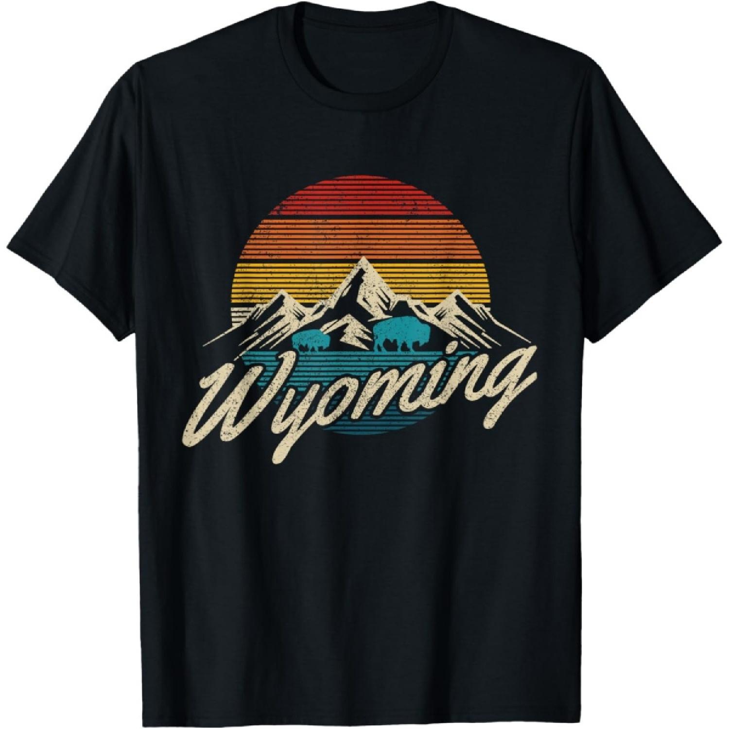 

Wyoming Vintage Mountains Bison American Buffalo Gift T-Shirt XXXXXL чорний
